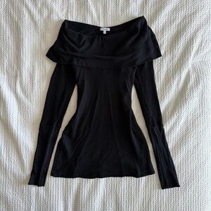 Splendid Black Off-Shoulder Long Sleeve Top